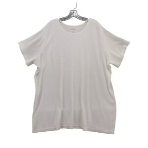 Woman Within Waffle Knit Top Short Sleeve‎ Crew Neck White Plus Size 3X